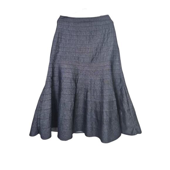 Vintage Denim Maxi Skirt Sz 8 Med Dark Fit & Flare Classic Preppy Closet Staple - Picture 1 of 9